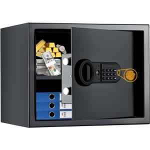 Safe Box Fingerprint Lock with Keypad and Key, Mute Mode, Personal Electronic Safe Box for Home Normal Use (1.2 Cubic Feet)