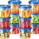 BiuLeon 12 Pack-24 oz Freezer Storage Containers, Plastic Food Storage Containers with Twist Top Lids, BPA Free and Reusable Soup Containers with Lids, Leakproof/Microwave/Dishwasher Safe