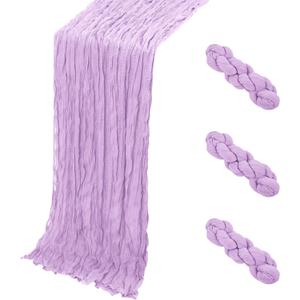 3 Pack Lavender Cheesecloth Table Runner, 17 x 108 Inch, Gauze Cheese Cloth Table Runner Rustic Sheer Runner for Wedding Birthday Party Baby Shower Table Decor(Lavender)
