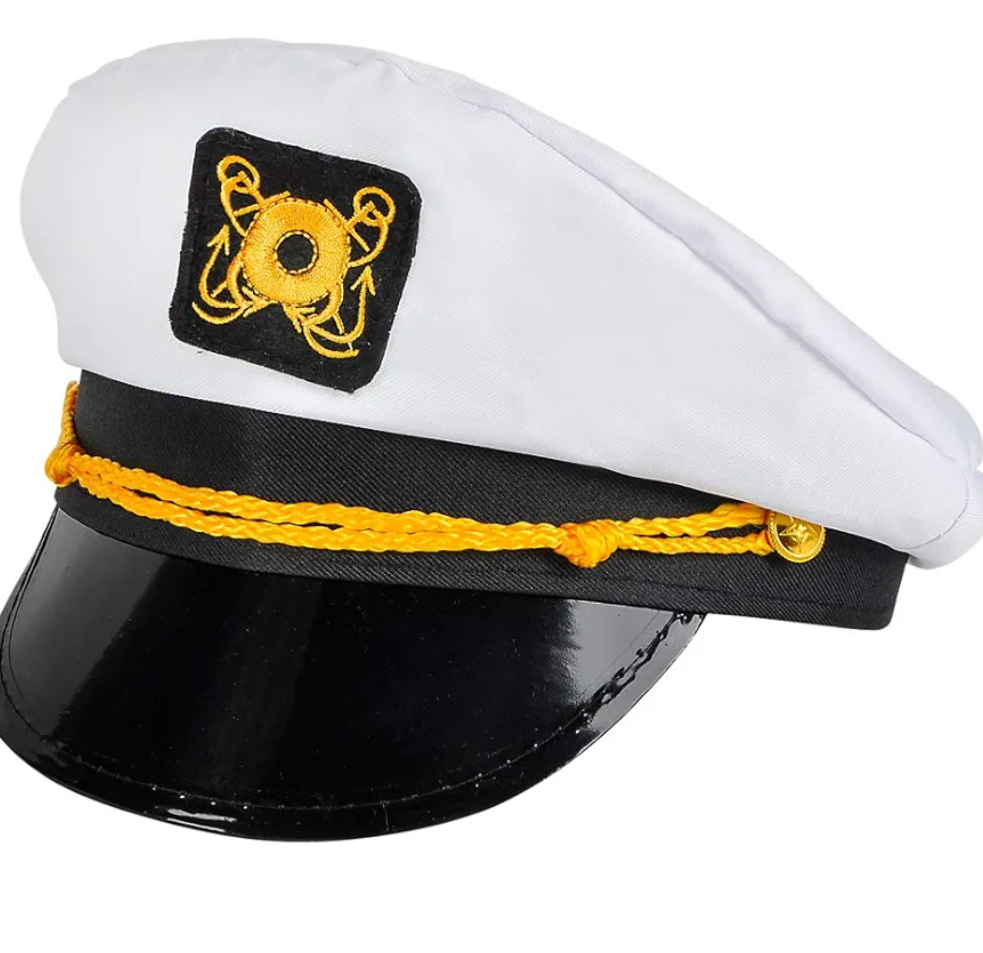 Rhode Island Novelty White Captain's Hat, One per Order, One Size