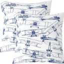 Feelyou Airplane Throw Pillow Covers 18"x18" Set of 2 Soft Kids Flight Decorative Throw Pillowcases Aircraft Pillow Cases Cushion Covers Helicopter Flying Plane Blue and White Cushion Cases (Multi 09)