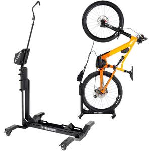 RTR BIKES Brutus Up Pro Mobile Vertical Bike Stand Rolling Garage Rack with E-Bike Charger Mount Heavy Duty 66 lbs Capacity Fits 24-29" Wheels & 3.5" Tires Made in EU