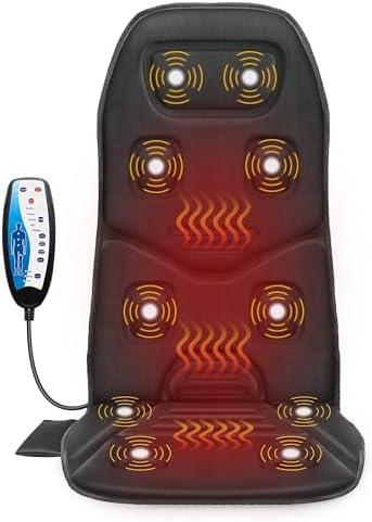 COMFIER Massage Seat Cushion Back Massager with Heat,10 Motors Vibration Chair Pad（Not Shiatsu,Rolling Massage,Chair Massager for Office/Home(Not for Car)