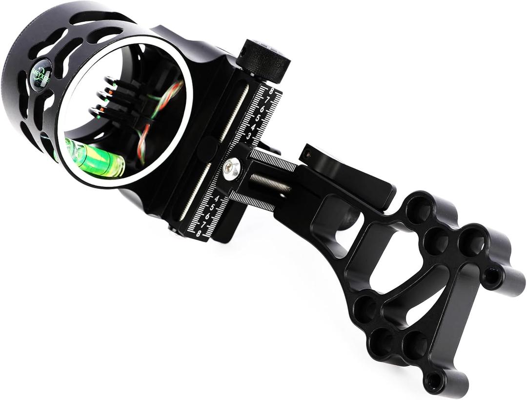 Compound Bow 5 Pin Sights - Short/Long Bar Bow Sight, No Tools Required Adjust Elevation & Windage, with Sights Light & Lenses Adapter Archery Sight (Short)