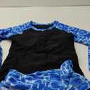 YATEEN Women's Long Sleeve Sun Protection Rash Guard Wetsuit Two Piece Swimsuit Set (Medium, #4 Black / Blue)