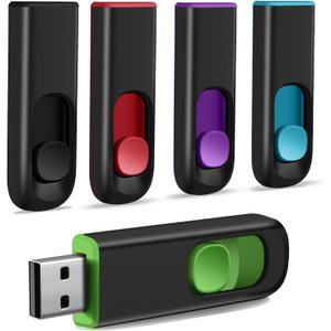5 Pack 8GB USB Flash Drive, USB 2.0 Memory Stick Thumb Drive Pen Drives Jump Drive for Data Storage Multiple Color (Blue,Red,Green,Purple,Black)