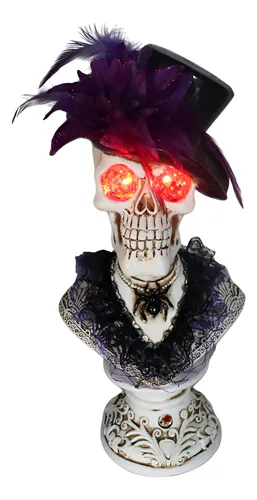 LAIKEARTS 16.5" Halloween Skull Head Decor Statue, Decoration Home Decoration Party Decoration, Skeleton Collection Statue, Halloween Statues, Resin, Skeleton Lady