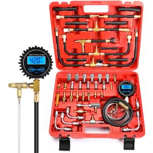 BETOOLL Digital Fuel Injection Pressure Tester Kit - Fuel Pressure Gauge 0-300 PSI for Petrol Engine Fuel Pressure Test Kit Automotive Test Tool Kit