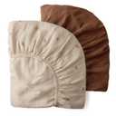 Blissful Diary Muslin Mini Crib Sheets, Pack and Play Mattress Sheets Fitted for Pack N Play, Soft Cotton for Boys Girls, 2 Pack(Sunshine&Brown)