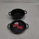 P&P CHEF 5Qt Dutch Oven Pot for Bread Baking (Black), 2 In 1 Round Cast Iron Dutch Oven with Lid Set, Skillet & Pot for Roasting Braising Stewing Frying Simmering, Multi Stoves & Oven Safe