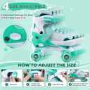 Adjustable Kids Roller Skates for Girls Boys Toddlers Teens Youth | 4 Sizes in 1, 4‑Wheel Quad Skates,Light Up Wheels,for Children Adult Indoor Outdoor Sports,Birthday Gifts, Teal, M-Big Kid-1-4 
