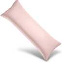 Body Cooling Pillowcase Long Pillow Case Breathable Cool Silky Soft Rayon Derived from Bamboo Fabric,Hair and Skin Friendly,Light Pink,1 Pack,20x54IN