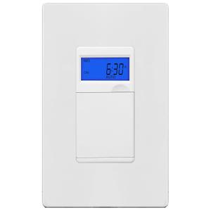 Enerlites 7 Days Digital in-Wall Programmable Timer Switch for Lights, Fans, and Motors, Single Pole, Neutral Wire Required, 18 ON/Off Timer Settings, with Blue Backlight, White, Screwless Wall Plate