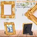 Qunclay 5 Mini Vintage Gold Picture Frames 2.5x3.5 Inches Ornate Wallet Size Retro Photo Frame Set with Backboard for Wedding Tabletop & Wall Hanging Display, Antique Home Gallery Decor