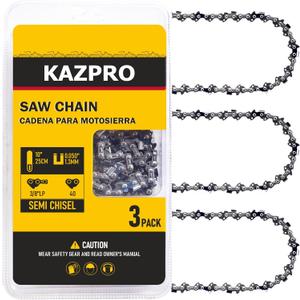 KAZPRO 10 Inch Chainsaw Chain 40 Drive Links, 3/8" LP Pitch, .050" Gauge, Pole Saw Chain Blade, Low kickback, Lubrication System, fits Echo, WORX, Sun Joe, Makita, WEN, etc, KP-S40 (3 Pack)