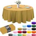 8 Pack Plastic Tablecloth 84" Disposable Table Cloths for 6 to 8 Foot Tables Round Table Cover for Parties (Gold, Round)