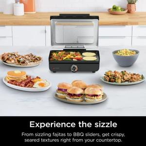 Ninja Sizzle 14" Electric Griddle, 500F High Heat Kitchen Grill with Nonstick Plate, Low-Smoke Technology, Edge-to-Edge Heating, Family-Sized Capacity, Countertop Cooking ToolIndoor,1450 W (GR100GDL)