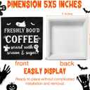 2 x Halloween Decor, Coffee Bar Decorations, Ghost Wooden Decorative Sign, Halloween Kitchen Decor for Desk Table Shelf 5 x 5 Inches