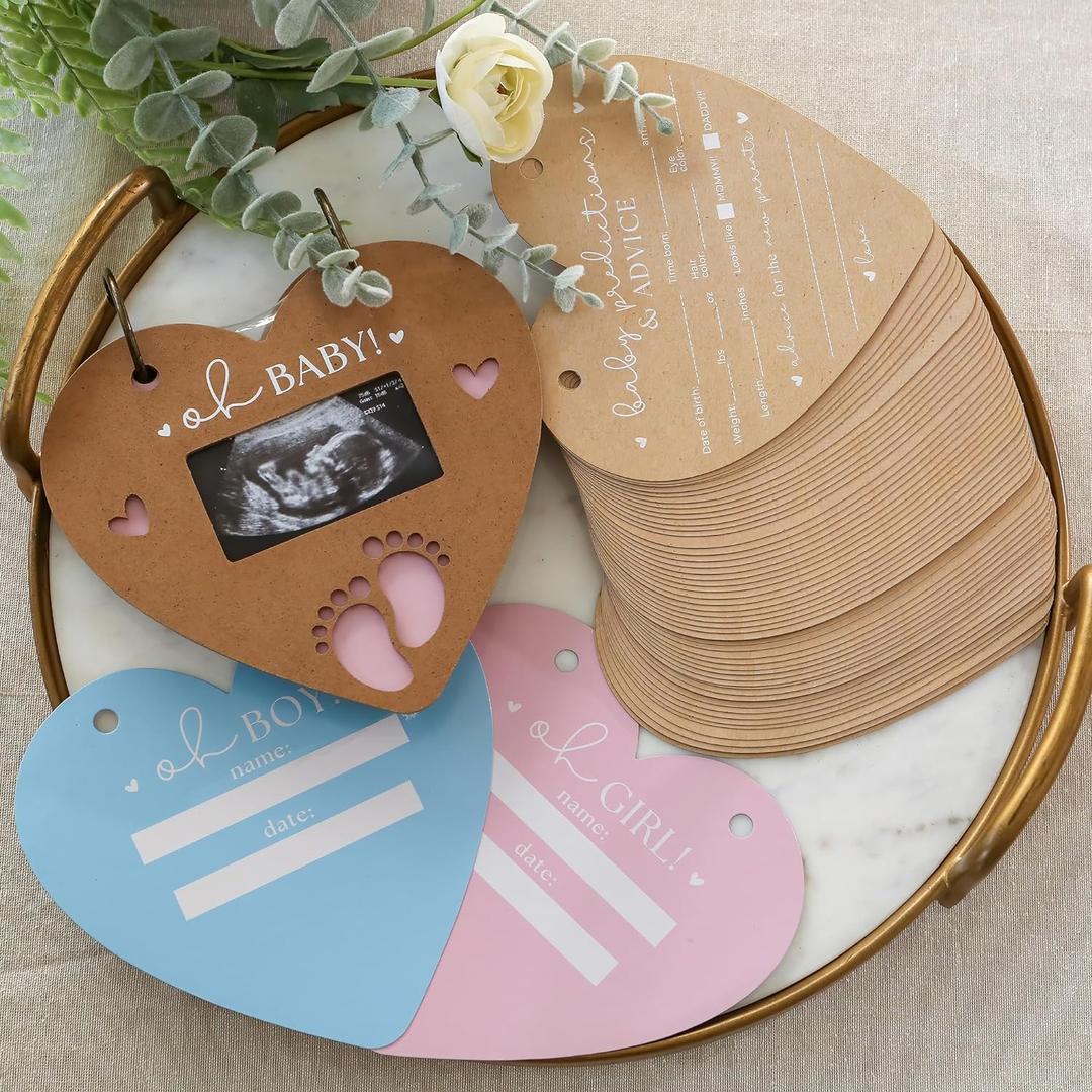 Heart Shaped Baby Shower Prediction Card Book Keepsake, By Kate Aspen Advice Cards, Best Wishes, Baby Shower Decoration, Gender Neutral Baby Shower Game & Party Activity