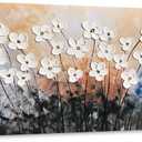 Yihui Arts Floral Paintings Canvas Wall Art Living Room Decor Contemporary Grey Artwork Pictures Framed Ready to Hang, 48"L x 24"W