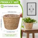 4 Pcs Straw Plant Baskets Indoor Rattan Woven Flower Baskets with Plastic Liner, Cattail Plant Planter for Indoor Outdoor Rustic Boho Home Farmhouse Floor Potted Pots Decor