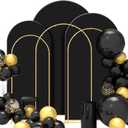 Wedding Arch Backdrop Stand Set Metal Arch Backdrop Stand with Wedding Arch Cover, Wedding Balloon Arch Backdrop Stand for Birthday, Baby Shower, Anniversary (Black, 5.9FT+6.6FT+7.2FT)