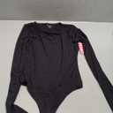 PUMIEY Women's Crew Neck Long Sleeve Bodysuit Second-skin Feel Tops Smoke Cloud Collection Small