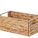 Vagusicc Wicker Storage Basket, Hand-Woven Storage Baskets for Organizing, Small Wicker Basket for Toilet Paper, Foldable Cube Organizer Bins for Shelves and Bathroom (Water Hyacinth)