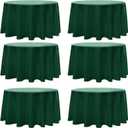 Round Tablecloth 132 Inch 6 Pack Dark Green Tablecloths Washable Decorative Linen Polyester Table Clothes Cover for Dining Table Banquets Buffet Parties and Wedding
