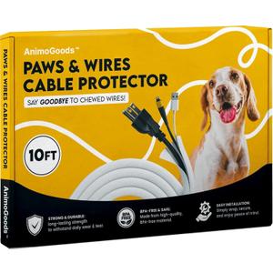 Cord Cover For Pets (White, 10ft) - Durable PET Cable Protector for Dogs, Cats, and Other Pets - Critter Cord - Cord Protectors from Pets No Chew, Keep Cats from Chewing Cords - Puppy Proof Cord Cover