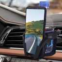 2-in-1 Car Air Vent Cup Holder and Cell Phone Mount, Anti-Spill Drink Slot & Fixed Angle Phone Clip, Universal Vehicle Organizer for Hands-Free Navigation