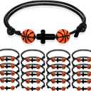 20 Pcs Sport Gifts Charm Bracelets Ball Bracelets Cross Adjustable Inspirational Wristbands Sports for Adults Team Women Men Ball Party Decoration