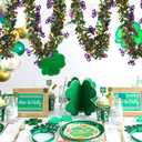 100 Feet Mardi Gras Tinsel Garland Gold Green Purple Garland Mardi Gras Christmas Tree Tinsel Garland Metallic Twisted Hanging Garland for Mardi Gras Oktoberfest Birthday Party Decoration, B