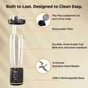 Portable Blender for Smoothies & Shakes - 20oz Mini Smoothie Maker - USB-C Rechargeable Juicer - Leakproof Lid with Filter & Carry Handle - Self-Cleaning Personal Blender - Dishwasher Safe - BFA Free