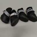 QUMY 4PCS Dog Shoes for Small Dogs, Hot Pavement Summer Puppy Dog Boots & Paw Protectors with Soft Anti-Slip Rubber Sole, Mesh Breathable Dog Booties for Hardfloors, Walking Running Black Size 3 (size 2: 1.59"x1.18"(L*W))