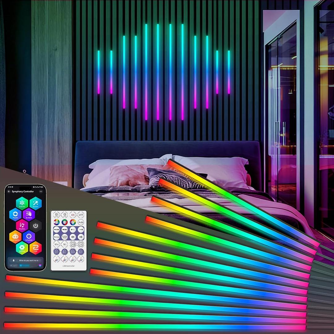 12PCS RGB+IC Led Recessed Lighting Kit Wall Panel Lights (22″+35″+54″)