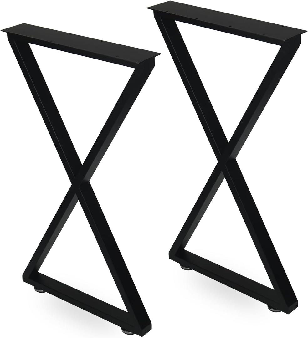 ALLCOS Metal Table Legs 30 inch Dining Table Legs Heavy Duty Desk Legs Metal Coffee Table Legs, Black, Set of 2