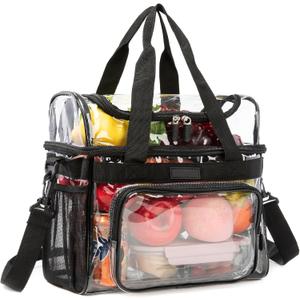Heavy Duty Clear Lunch Tote Stadium Bag Approved Durable Crossbody Travel Makeup Cosmetic Box for Football Basketball Baseball Games Concerts Work Correctional Officers