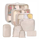 8 Set Packing Cubes for Suitcases, kingdalux Blue Travel Luggage Packing Organizers with Laundry Bag, Compression Storage Shoe Bag, Clothing Underwear Bag, for Women & Man