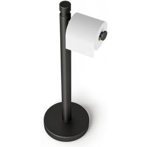 YUMORE Toilet Paper Holder Stand, 4.4lbs Heavy Duty Stainless Steel Free Standing Bathroom Tissue Roll Holder, Matte Black