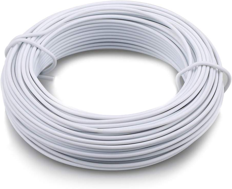 KINGLAKE 66 Feet White Sturdy Plastic Coated Garden Wire 2mm Plant Twist Tie