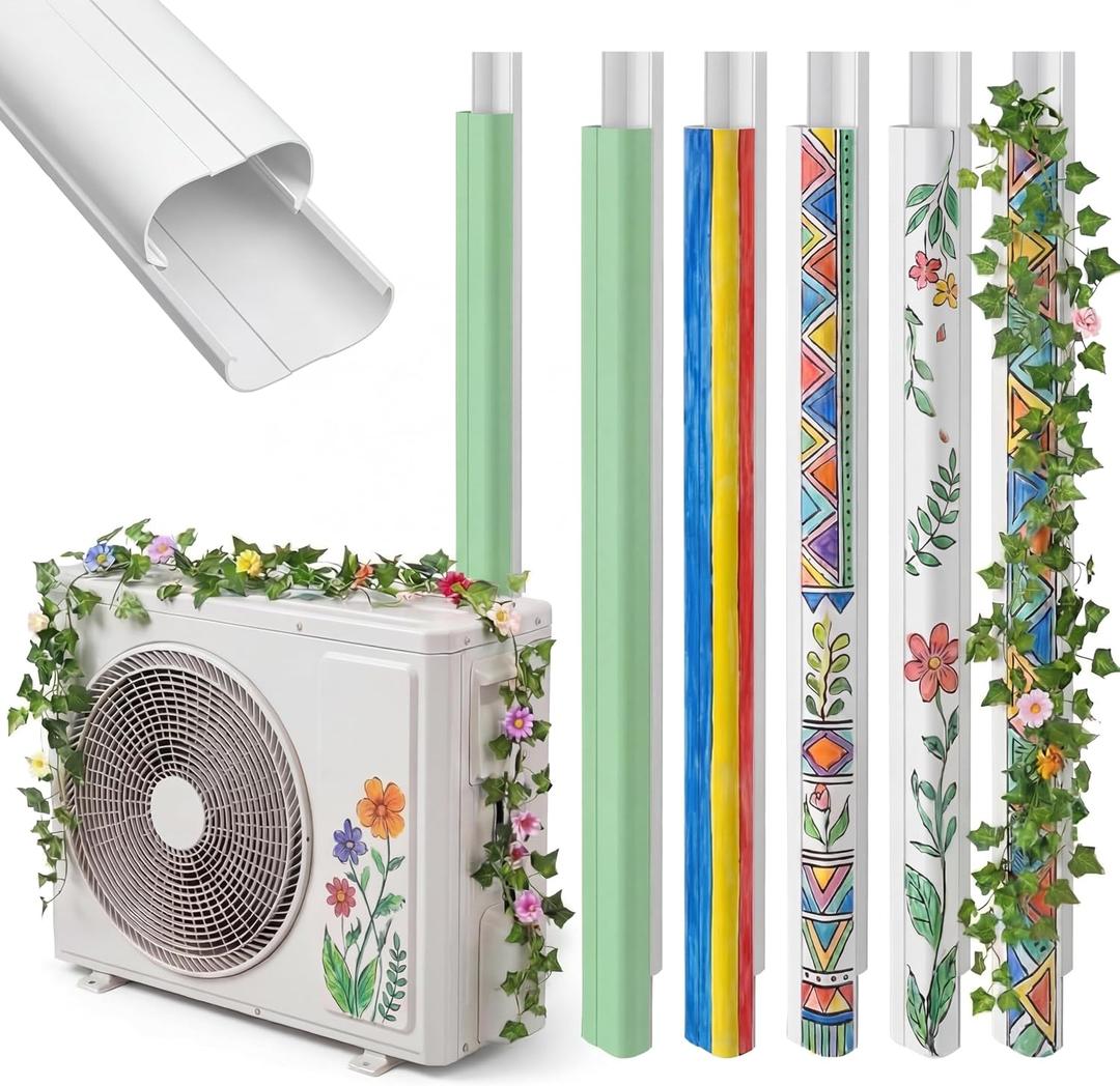 Mini Split Line Set Cover Kit, 3 Inch 4 Ft Paintable PVC AC Line Cover for Outside Unit, Decorative Lineset to Hide and Protect Refrigerant Lines, Wires, HVAC and Heat Pumps