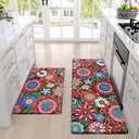 Likiyol Boho Kitchen Rugs Floral Kitchen Mats for Floor Bohemian Cushioned Anti Fatigue Mats for Kitchen Floor Non Slip Washable Kitchen Mat for Home, Sink, 18''x30''+18''x48'', Red