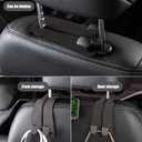 S SUNSBELL 2PCS Car Seat Back Double Hooks, Suede with Metal Car Seat Headrest Double Hooks, Mobile Phone Holder, Automotive Seat Back Organizers Car Headrest Support Hooks for Purses and Bags