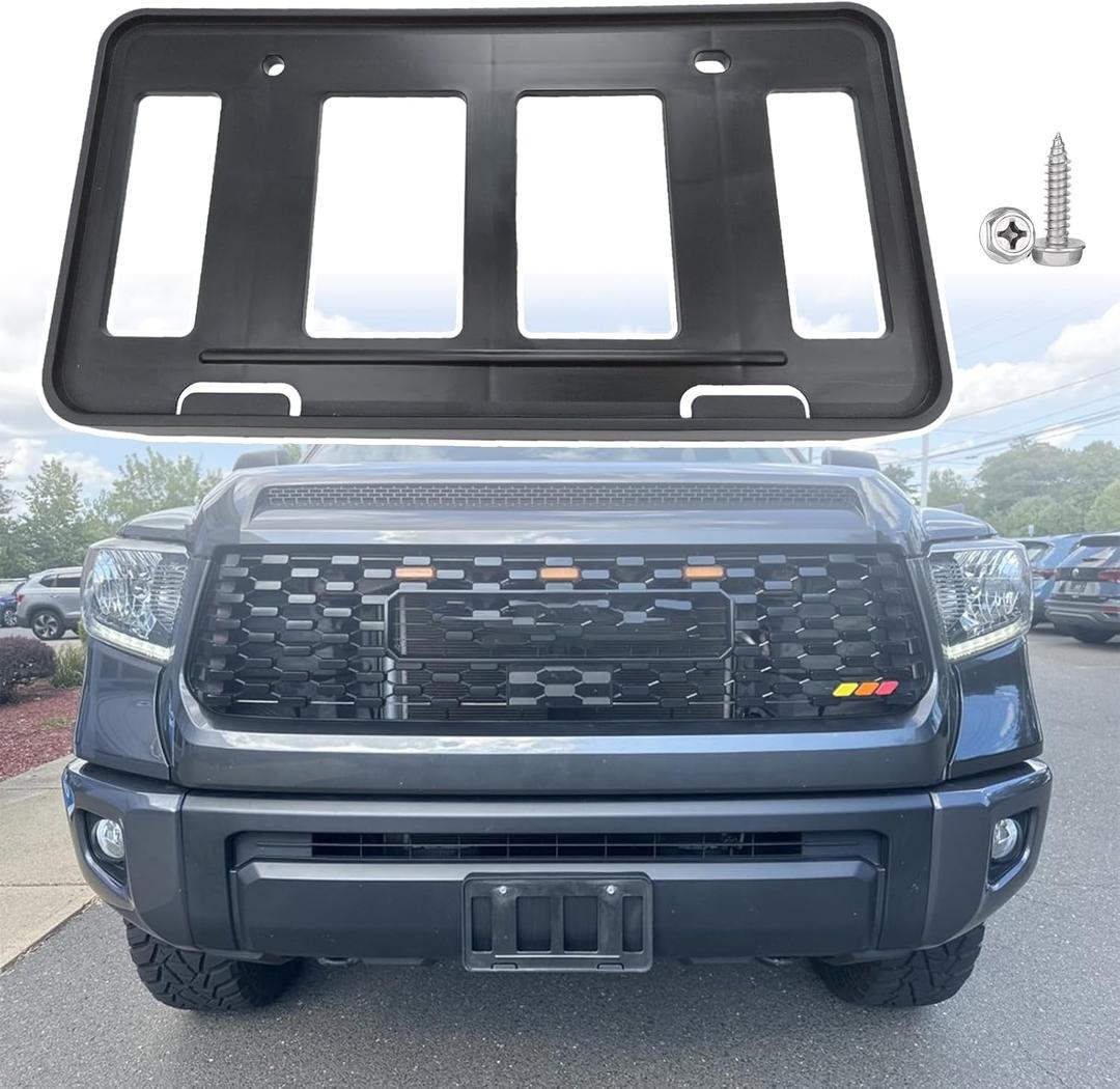 Front License Plate Frame for Toyota Tundra 2014 2015 2016 2017 2018 2019 2020 2021 Front Bumper License Plate Holder Mounting Bracket Cover Replace # 751010C011 Partslink #TO1068124