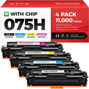 075H Toner Cartridge Set 4-Pack High Yield with Chip Compatible Replacement for Canon 075 075H for Canon Color imageCLASS MF662Cdw MF663Cdw MF665Cdw LBP646Cdw LBP647Cdw LBP640 MF660 Printer Ink Black