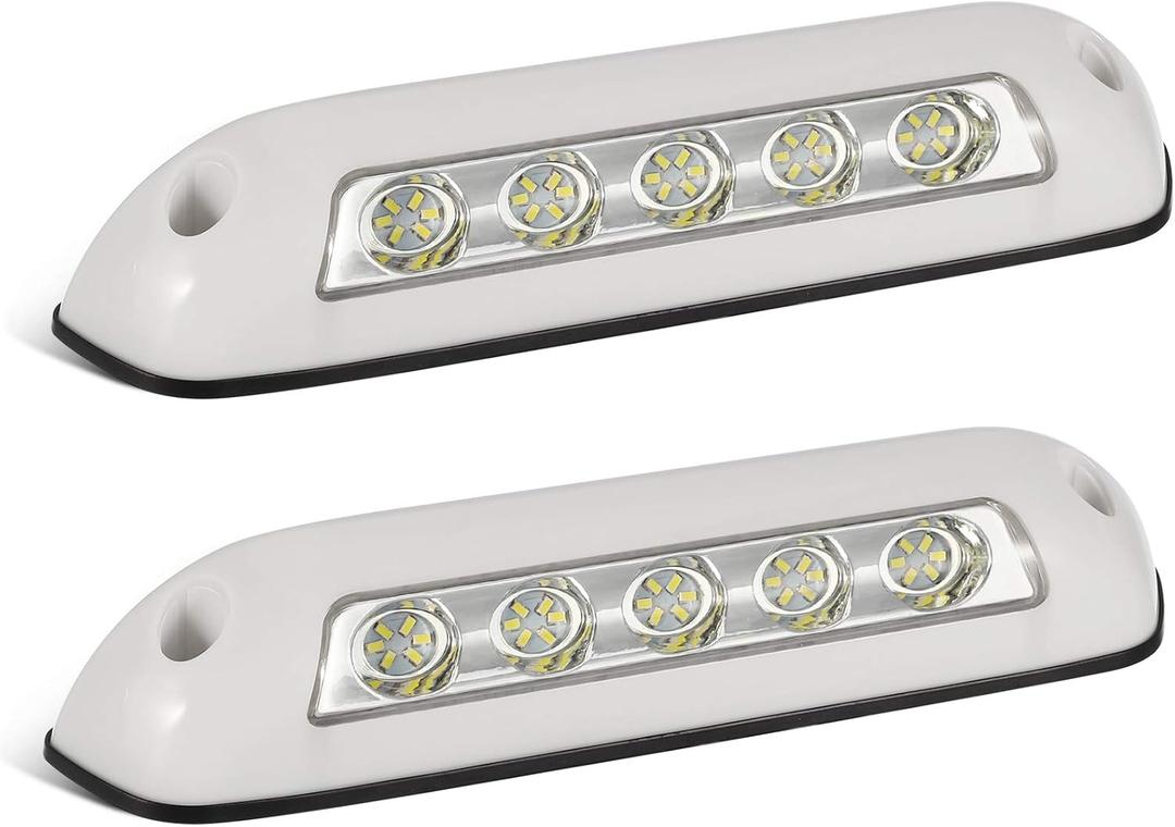 Partsam 2Pcs 12V RV LED Porch Awning Lights Bar White 30 LED Exterior/Interior Wall Lamps Utility Strip Lights Bar Surface Mount for Trucks Motorhome Caravan Camper Trailer