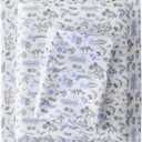 Viviland Lavender Queen Sheet Set - 4 Piece Vintage Violet & Grey Flower Patterned Bed Sheets - Soft, Breathable Microfiber Floral Sheets with Deep Pocket, Non-Slip Fitted Sheets & Pillowcases (Blue Small Flower)