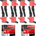 MAS Set of 8 Red Ignition Coil Pack DG508 & 8pcs Motorcraft Spark Plug SP479 Compatible With Ford F150 E250 Expedition Excursion Lincoln Navigator Replacement for DG457 DG491 3W7Z12029AA