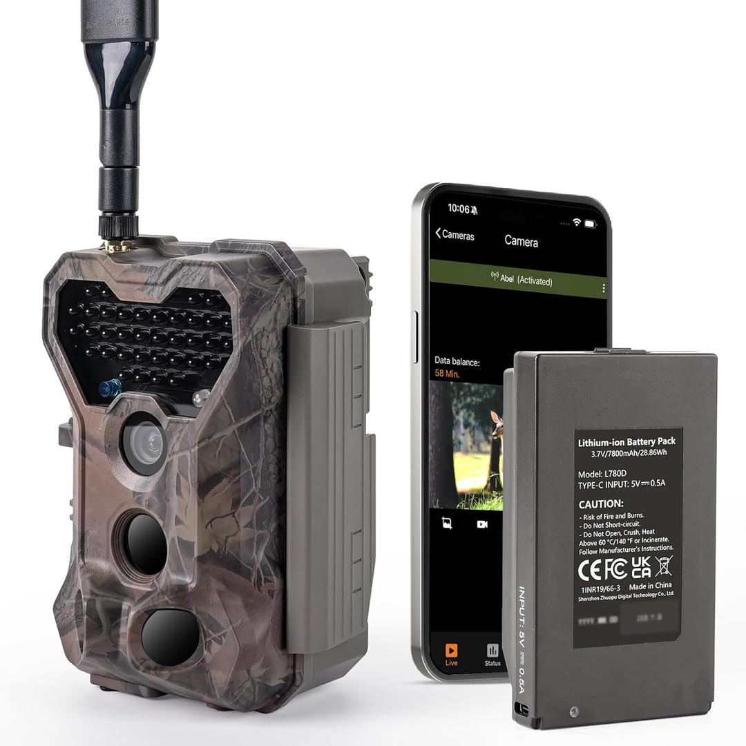 Meidase S965 Pro Cellular Trail Camera (Non-WiFi), 4G LTE Remote Monitoring, Live View, 7800mAh Battery, GPS Tracking, Multi-Cam Data Plan, Motion Activated